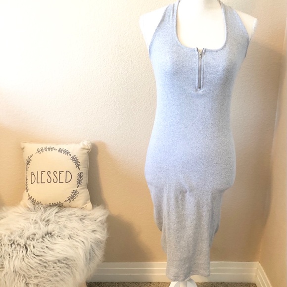 3/30 Zenana Outfitters gray half zipper midi dress - Picture 2 of 6